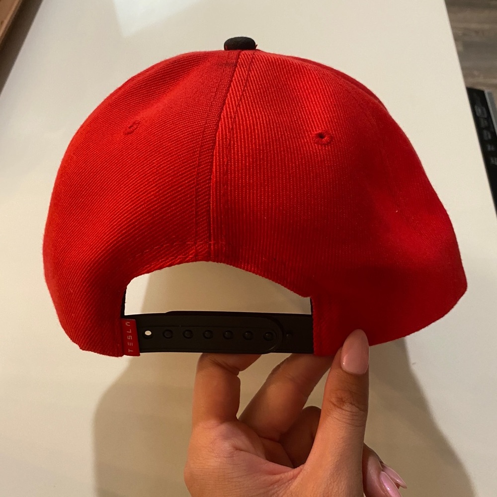 Authentic red Tesla SnapBack hat